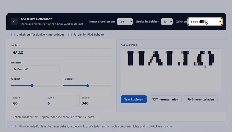 So erstellst du ASCII Art: das Tool in Aktion