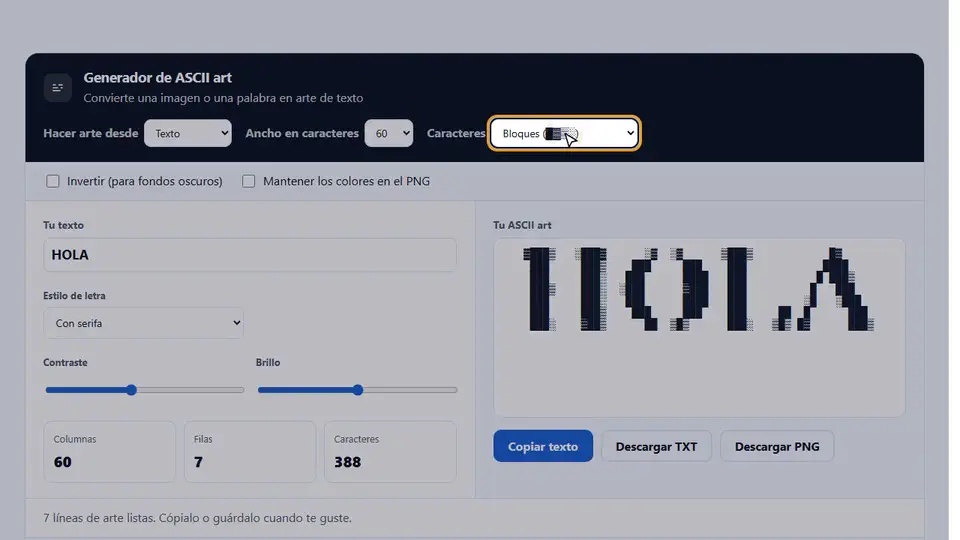 Mira el generador de ASCII art en acción