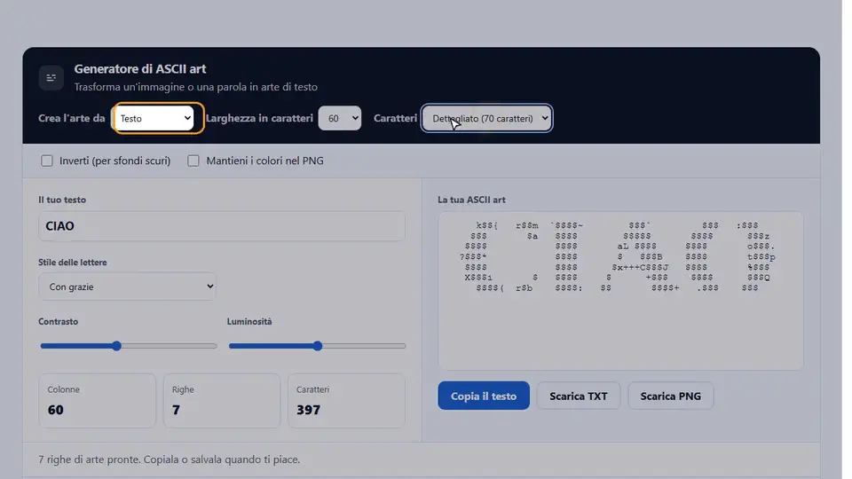 Guarda il generatore di ASCII art in azione