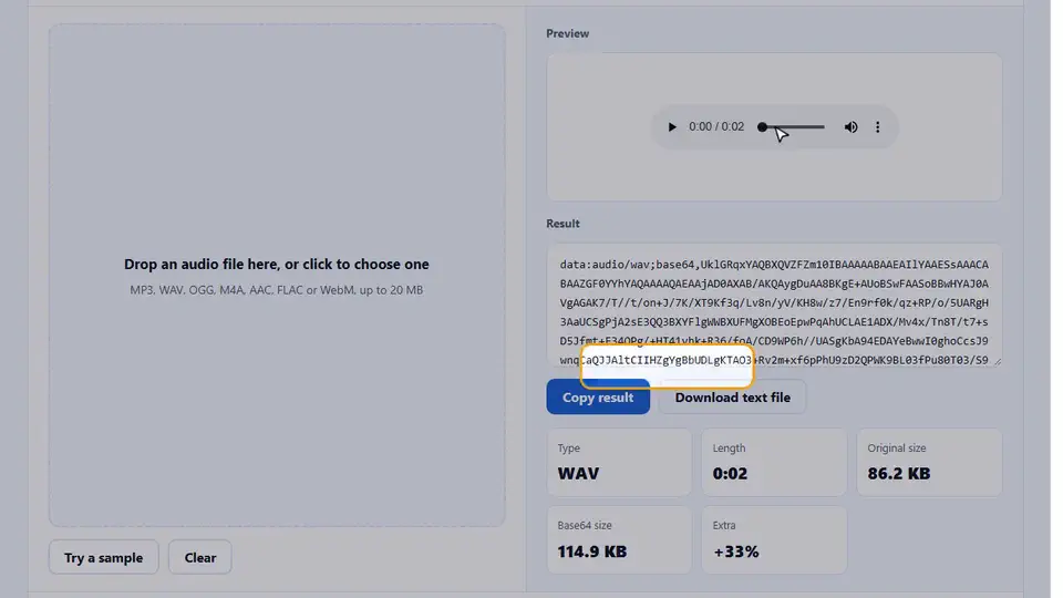 How to Use the Audio to Base64 Converter