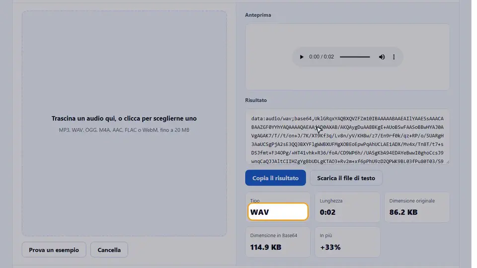 Video guida: Convertitore da audio a base64