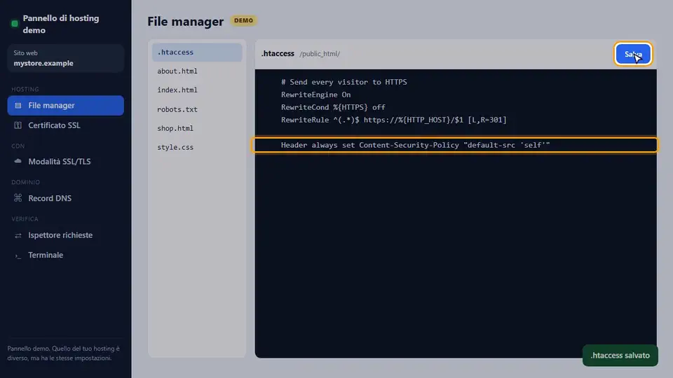 Come aggiungere una Content Security Policy