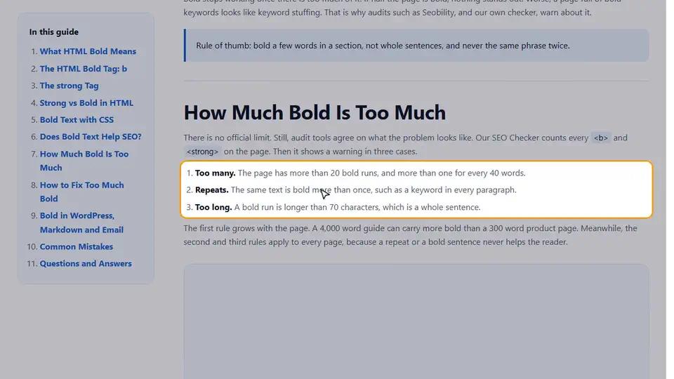 How to Fix Too Much Bold in HTML