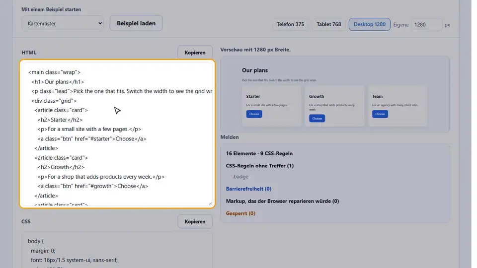 Videoanleitung: Online HTML Editor