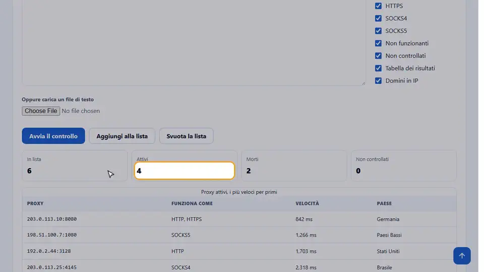 Guarda il Proxy Checker in azione, dall’inizio alla fine