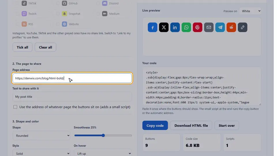 Watch the Social Share Buttons Generator in Action