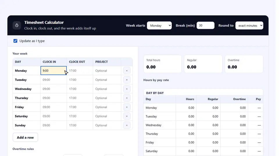 How to Use the Timesheet Calculator