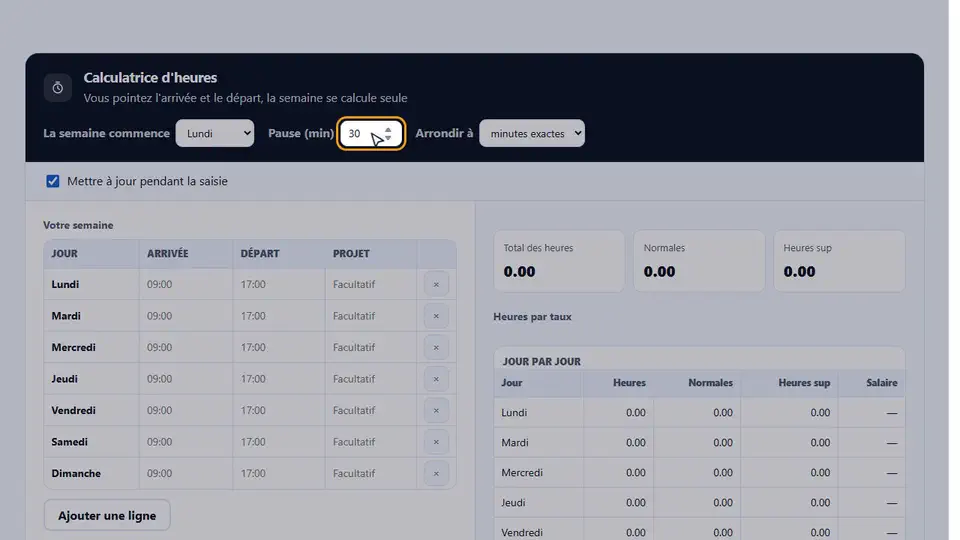Comment utiliser la calculatrice d'heures