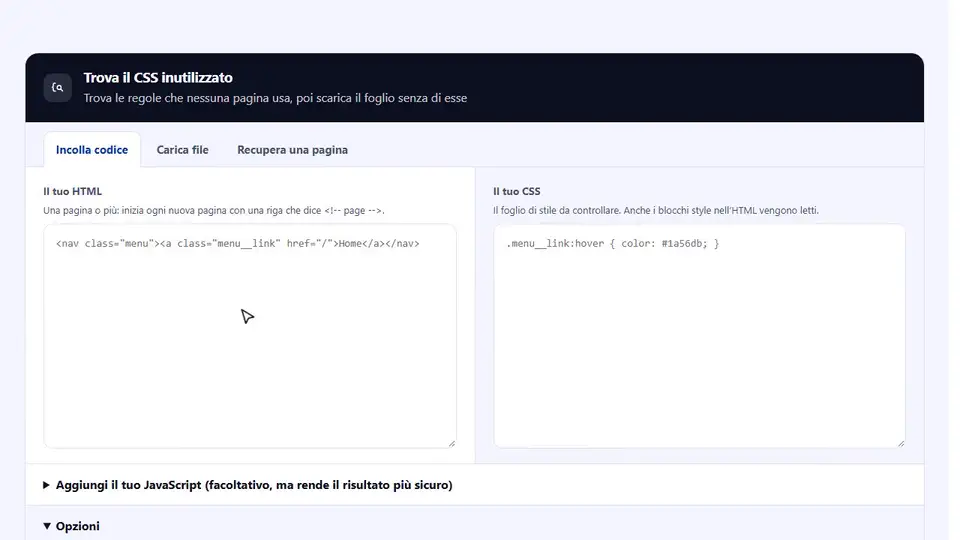 Come trovare il CSS inutilizzato