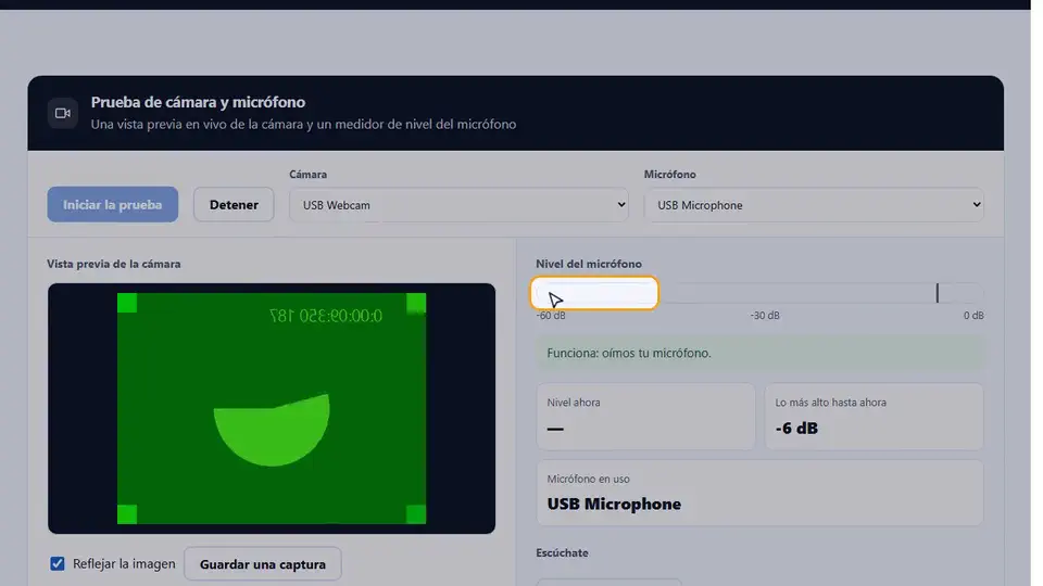 Guía en vídeo: Probar micrófono y cámara
