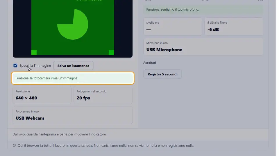 Video guida: Test microfono e webcam